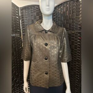 classiques entier cropped, elbow sleeve metallic gold evening jacket M